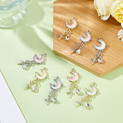 8Pcs 8 Colors Alloy Glass Pendants&nbsp;FIND-ME0002-02