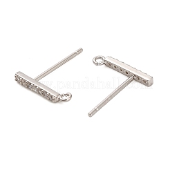 Rhodium Plated 925 Sterling Silver Ear Stud Findings&nbsp;STER-F058-01P-04