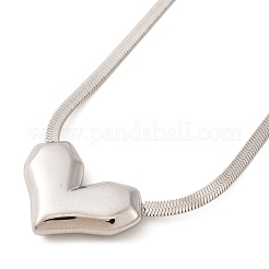 Non-Tarnish 304 Stainless Steel Heart Pendant Flat Snake Chain Necklaces for Women&nbsp;NJEW-G142-06P