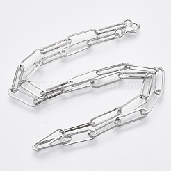 Brass Flat Oval Paperclip Chain Necklace Making&nbsp;MAK-S072-07A-P
