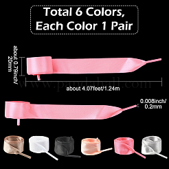 6 Pairs 6 Colors Polyester Shoelaces&nbsp;AJEW-SP0003-92C