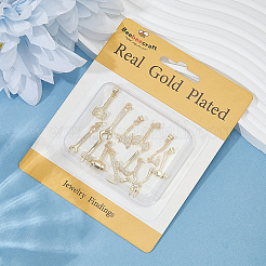 12Pcs 12 Styles Rack Plating Brass Micro Pave Clear Cubic Zirconia Tool Pendants&nbsp;KK-BBC0021-90