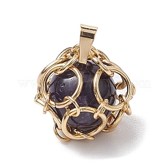 Stainless Steel Braided Pacrame Pouch Gemstone Pendants&nbsp;PALLOY-JF02735-01