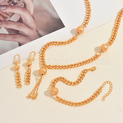 Vintage Brass Chain Bracelets & Earrings & Necklaces Sets for Women&nbsp;GG6621