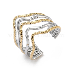 304 Stainless Steel Multi Layer Cuff Open Rings for Women&nbsp;RJEW-A095-05PG
