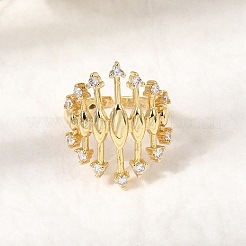 Brass Micro Pave Cubic Zirconia Cuff Open Rings&nbsp;RJEW-P186-01G