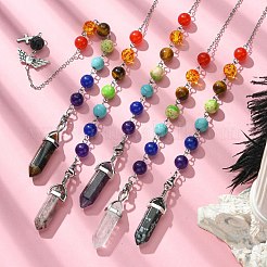 Mixed Gemstone Pointed Dowsing Pendulums&nbsp;PALLOY-JF02254