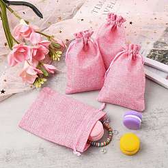 Polyester Imitation Burlap Packing Pouches Drawstring Bags&nbsp;ABAG-R004-14x10cm-04