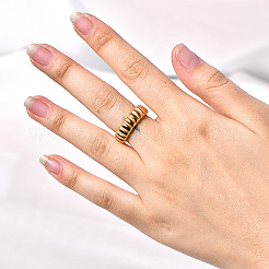 Wave Texture 304 Stainless Steel Finger Rings&nbsp;WGA78FE-01