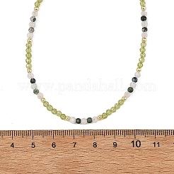 Natural Peridot Faceted Round Beaded Necklaces&nbsp;NJEW-JN06430-01