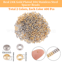 800Pcs 2 Colors 304 Stainless Steel Spacer Beads&nbsp;STAS-BBC0009-75C