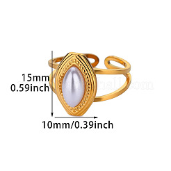 Retro Royal Style 304 Stainless Steel Imitation Pearl Cuff Rings&nbsp;FS-WG343E9-01