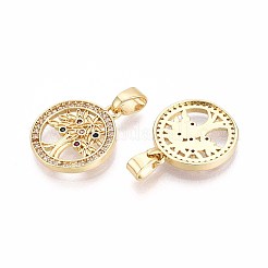 Brass Micro Pave Cubic Zirconia Pendants&nbsp;KK-T071-93G