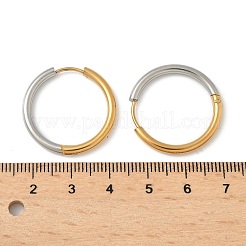 304 Stainless Steel Two Tone Hoop Earrings&nbsp;EJEW-P313-02F-G