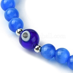 Cat Eye & Evil Eye Lampwork Beaded Stretch Bracelet&nbsp;BJEW-JB09803
