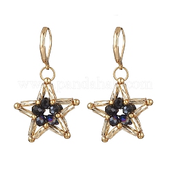 Glass Seed Beaded Star Leverback Earringss&nbsp;EJEW-MZ00637