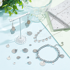 50Pcs 5 Styles 304 & 201 Stainless Steel Flat Round Tag Charms&nbsp;STAS-NB0001-93