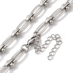Non-Tarnish 304 Stainless Steel Oval Links Necklace for Women&nbsp;X-NJEW-B107-07P-03