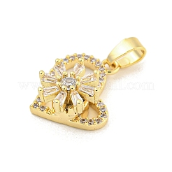 Heart Rack Plating Brass Clear Cubic Zirconia Pendants&nbsp;KK-M291-06G