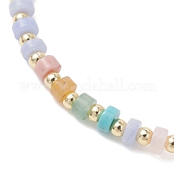 Natural Green Aventurine & Rose Quartz & Howlite & White Jade & Yellow Aventurine & Synthetic Blue Lace Agate & Brass Beads Stretch Bracelets for Women&nbsp;BJEW-JB13334-02