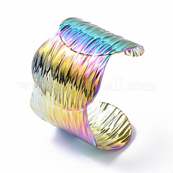 Ion Plating(IP) 304 Stainless Steel Wide Open Cuff Bangle for Women&nbsp;BJEW-F442-02MC