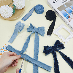 5Pcs 5 Colors Denim Fabric Ribbons&nbsp;DIY-FH0007-16