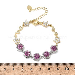 Brass Micro Pave Cubic Zirconia Link Chain Bracelets for Women&nbsp;BJEW-C156-04C-01GP