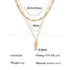Summer Beach 304 Stainless Steel Fish Pendant Double Layer Necklaces for Women&nbsp;WG2FA6C-01