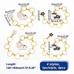 Cow with Sakura Alloy Enamel Pendant Knitting Row Counter Chains&nbsp;HJEW-AB00390