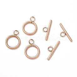 Ion Plating(IP) 304 Stainless Steel Textured Toggle Clasps&nbsp;STAS-A048-01RG