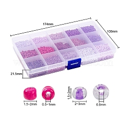 12000Pcs 15 Style 12/0 Glass Round Seed Beads&nbsp;SEED-YW0001-40A