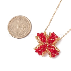 Glass Beaded Clover Pendant Necklaces&nbsp;NJEW-MZ00067-01