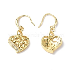 Clear Cubic Zirconia Heart Dangle Earrings&nbsp;EJEW-B017-03G