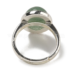 Natural Green Aventurine Oval Adjustable Rings&nbsp;RJEW-K371-07S-20