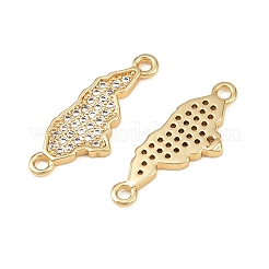 Brass Micro Pave Cubic Zirconia Map of Honduras Connector Charms&nbsp;KK-B161-09G