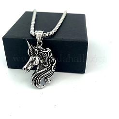 Vintage 304 Stainless Steel Unicorn Pendant Necklaces for Women&nbsp;GP0684