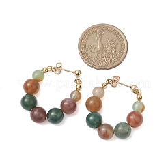 Natural Agate Beaded Hoop Earrings&nbsp;EJEW-JE05880
