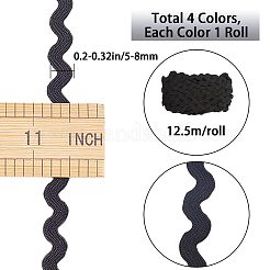 4 Strands 4 Colors Polyester Wave Bending Fringe Trim&nbsp;OCOR-GF0002-43B