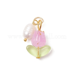 Handmade Lampwork with Natural Cultured Freshwater Pearl and Acrylic Pendants&nbsp;PALLOY-JF05049