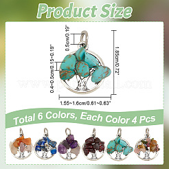 4 Sets Natural & Synthetic Mixed Stone Chip Pendants&nbsp;FIND-AR0004-36