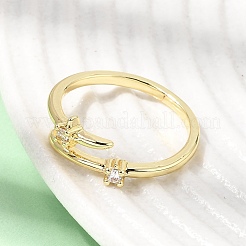 Brass Micro Pave Cubic Zirconia Cuff Open Rings for Women&nbsp;CU-CBAE7DF-44G