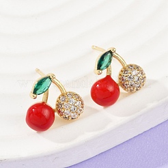 Brass Micro Pave Cubic Zirconia Stud Earrings&nbsp;EJEW-F895-27A-01G