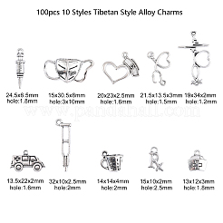 100pcs 10 Styles Tibetan Style Alloy Pendants&nbsp;TIBEP-CJ0001-44