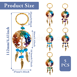 5Pcs 5 Style Gemstone Keychain&nbsp;KEYC-TA0001-18