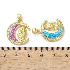Brass Micro Pave Clear Cubic Zirconia Pendants&nbsp;KK-C045-13G