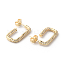 Rectangle Brass Cubic Zirconia Stud Earrings&nbsp;EJEW-K247-15G