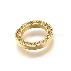 Brass Micro Pave Clear Cubic Zirconia Linking Rings&nbsp;KK-K401-17G