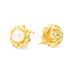 ABS Imitation Pearl Beaded Flower Stud Earrings&nbsp;EJEW-P213-11G