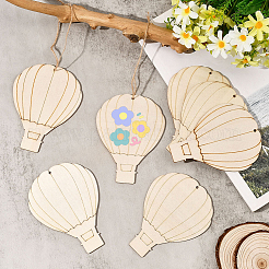 20Pcs Hot Air Balloon Unfinished Blank Wooden Pendants for Christmas Painting Arts&nbsp;NJEW-SP0001-15