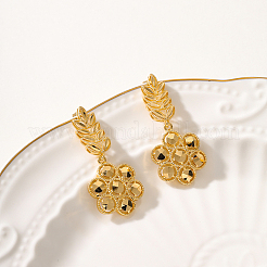 Elegant Vintage Flower Brass Dangle Stud Earrings&nbsp;IR7632
